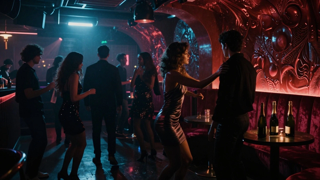 A crowded underground club in Milan with strobe lights and silhouettes dancing to techno music.