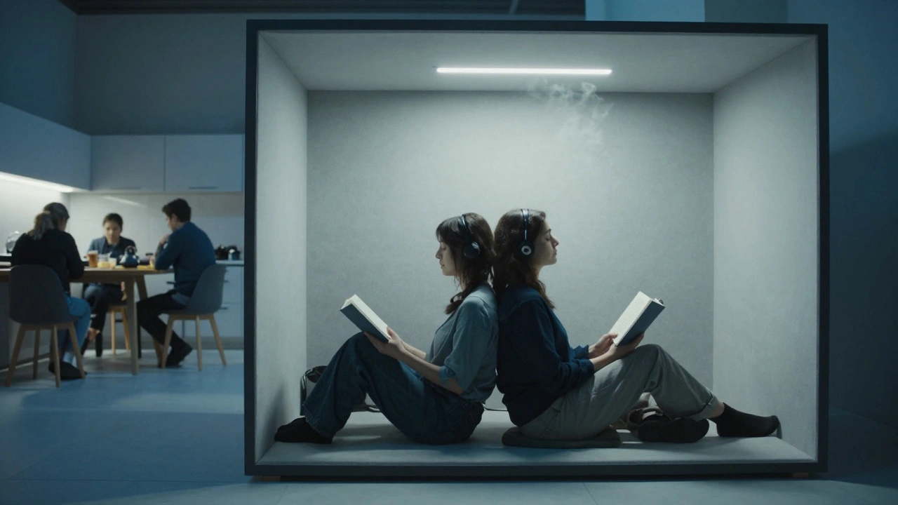 A private intimacy pod in a co-living space, offering quiet personal space in urban Paris.