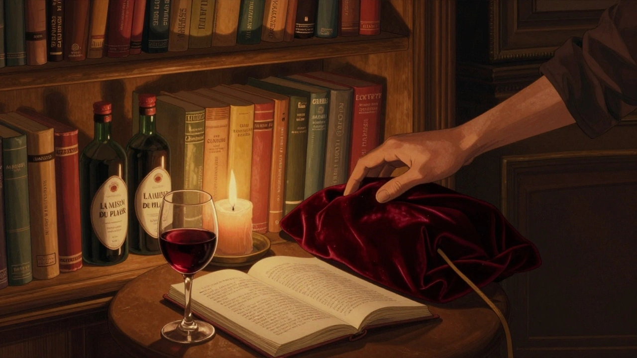 A shop in Le Marais displaying French poetry and sexual wellness products side by side.