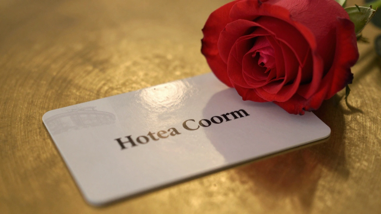 A single rose resting on a hotel keycard, symbolizing trust and the quiet beauty of consensual human connection.